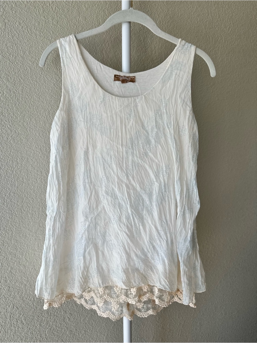 Carla Conti made in Italy 100% silk lace trim layered tank boho lagenlook medium